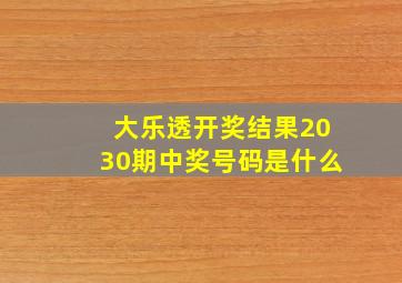 大乐透开奖结果2030期中奖号码是什么