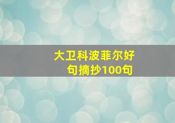 大卫科波菲尔好句摘抄100句