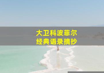 大卫科波菲尔经典语录摘抄