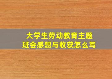 大学生劳动教育主题班会感想与收获怎么写