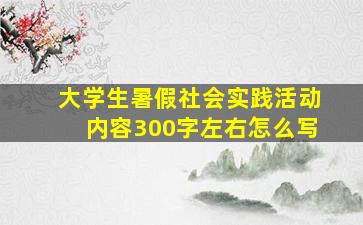 大学生暑假社会实践活动内容300字左右怎么写