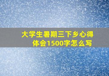 大学生暑期三下乡心得体会1500字怎么写