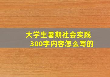 大学生暑期社会实践300字内容怎么写的