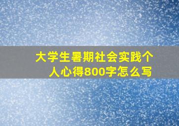 大学生暑期社会实践个人心得800字怎么写