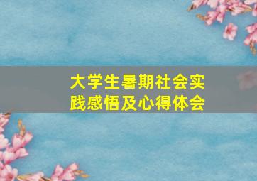 大学生暑期社会实践感悟及心得体会