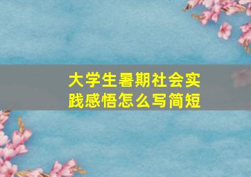 大学生暑期社会实践感悟怎么写简短