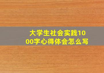 大学生社会实践1000字心得体会怎么写