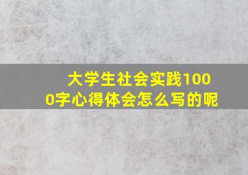 大学生社会实践1000字心得体会怎么写的呢