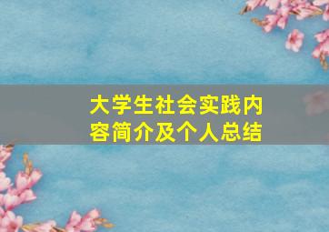 大学生社会实践内容简介及个人总结