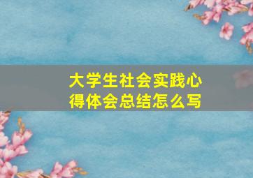 大学生社会实践心得体会总结怎么写