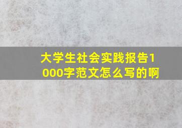 大学生社会实践报告1000字范文怎么写的啊