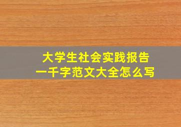 大学生社会实践报告一千字范文大全怎么写