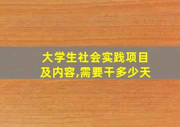 大学生社会实践项目及内容,需要干多少天