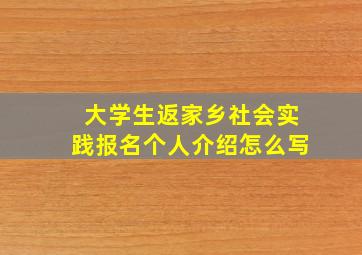 大学生返家乡社会实践报名个人介绍怎么写