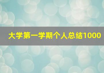 大学第一学期个人总结1000