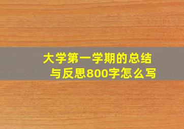 大学第一学期的总结与反思800字怎么写