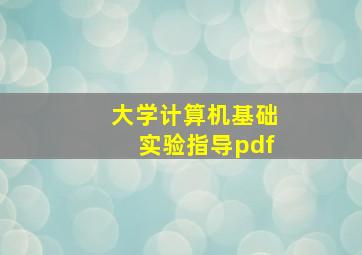 大学计算机基础实验指导pdf