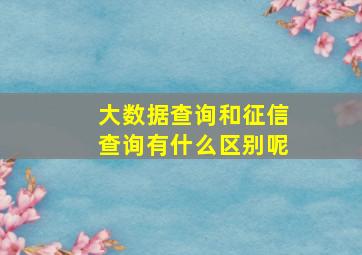 大数据查询和征信查询有什么区别呢