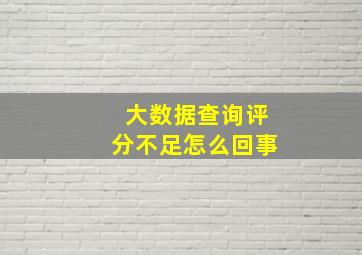 大数据查询评分不足怎么回事