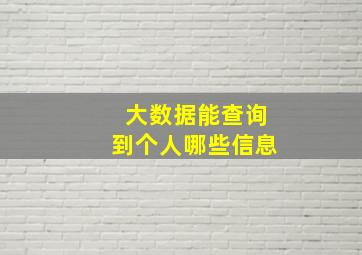 大数据能查询到个人哪些信息