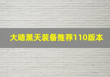 大暗黑天装备推荐110版本