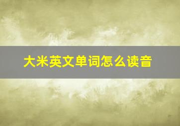 大米英文单词怎么读音