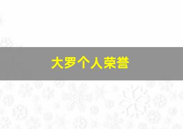 大罗个人荣誉