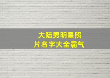 大陆男明星照片名字大全霸气