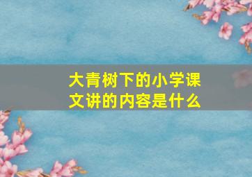 大青树下的小学课文讲的内容是什么