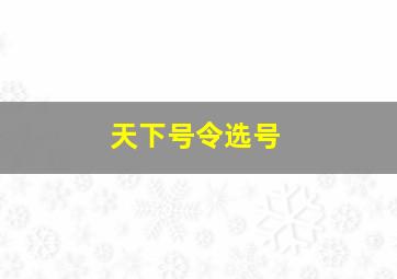 天下号令选号