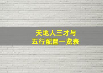 天地人三才与五行配置一览表