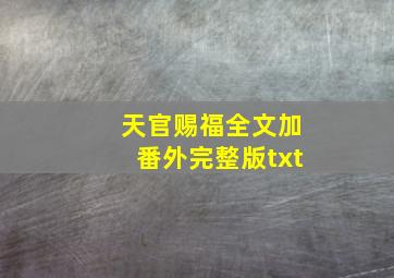 天官赐福全文加番外完整版txt