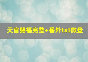 天官赐福完整+番外txt微盘