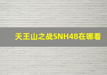 天王山之战SNH48在哪看