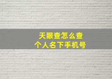 天眼查怎么查个人名下手机号