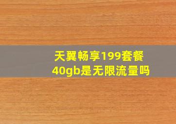 天翼畅享199套餐40gb是无限流量吗