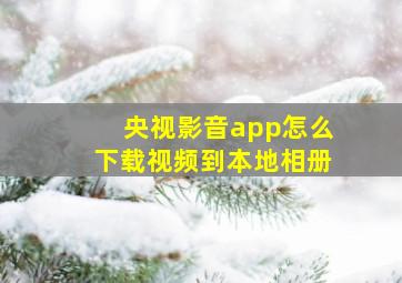 央视影音app怎么下载视频到本地相册