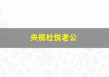 央视杜悦老公