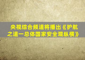 央视综合频道将播出《护航之道一总体国家安全观纵横》