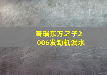 奇瑞东方之子2006发动机漏水