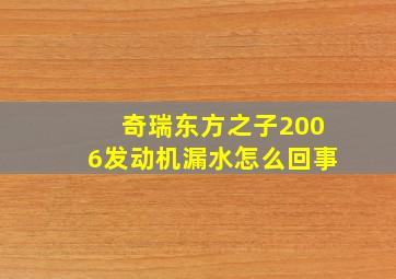 奇瑞东方之子2006发动机漏水怎么回事