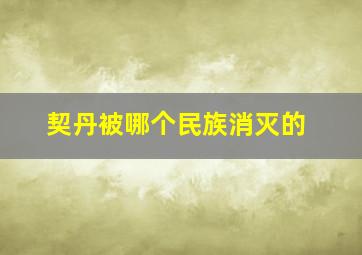 契丹被哪个民族消灭的