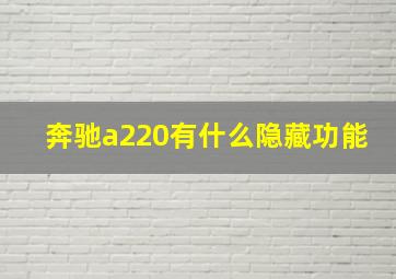 奔驰a220有什么隐藏功能