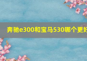 奔驰e300和宝马530哪个更好