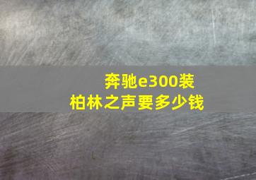 奔驰e300装柏林之声要多少钱