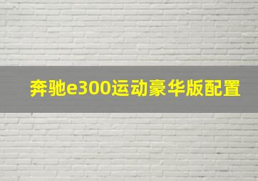 奔驰e300运动豪华版配置