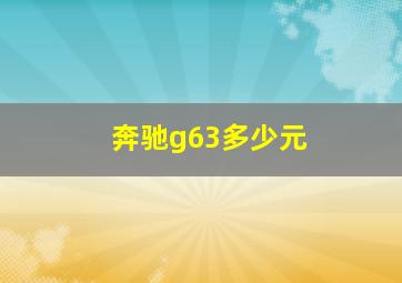 奔驰g63多少元