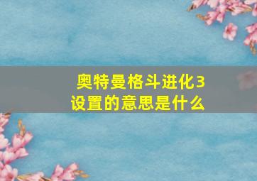 奥特曼格斗进化3设置的意思是什么