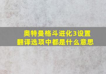 奥特曼格斗进化3设置翻译选项中都是什么意思