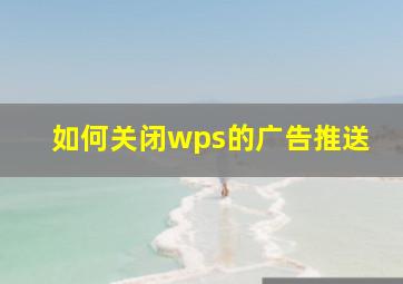 如何关闭wps的广告推送